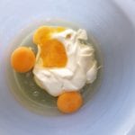 Beslagkom met eieren en mayonaise