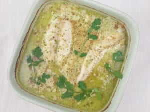 Ovenschaal met Thaise panga in kokossaus