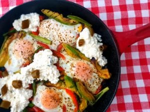 Grillpan met avocado en ei