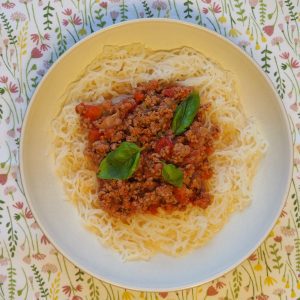Konjac spaghetti met gehaktsaus