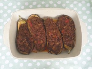 gevulde aubergine met gehakt