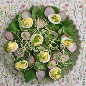 Lente salade met gevulde kwarteleitjes
